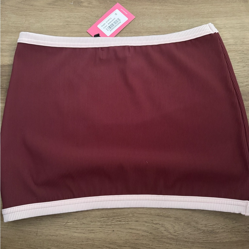 Edikted Burgundy and Light Pink Mini Skirt